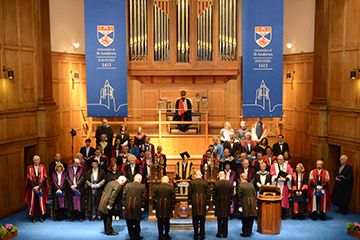 University officials gather at Younger Hall