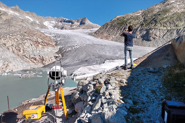 A team from the School of Physics and Astronomy carrying out glacier mapping in the Swiss Alps  to understand how they will evolve in a warming world, developing the use of millimetre wave  radar to map and monitor glaciers at high resolution.
