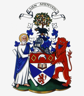 University shield up close