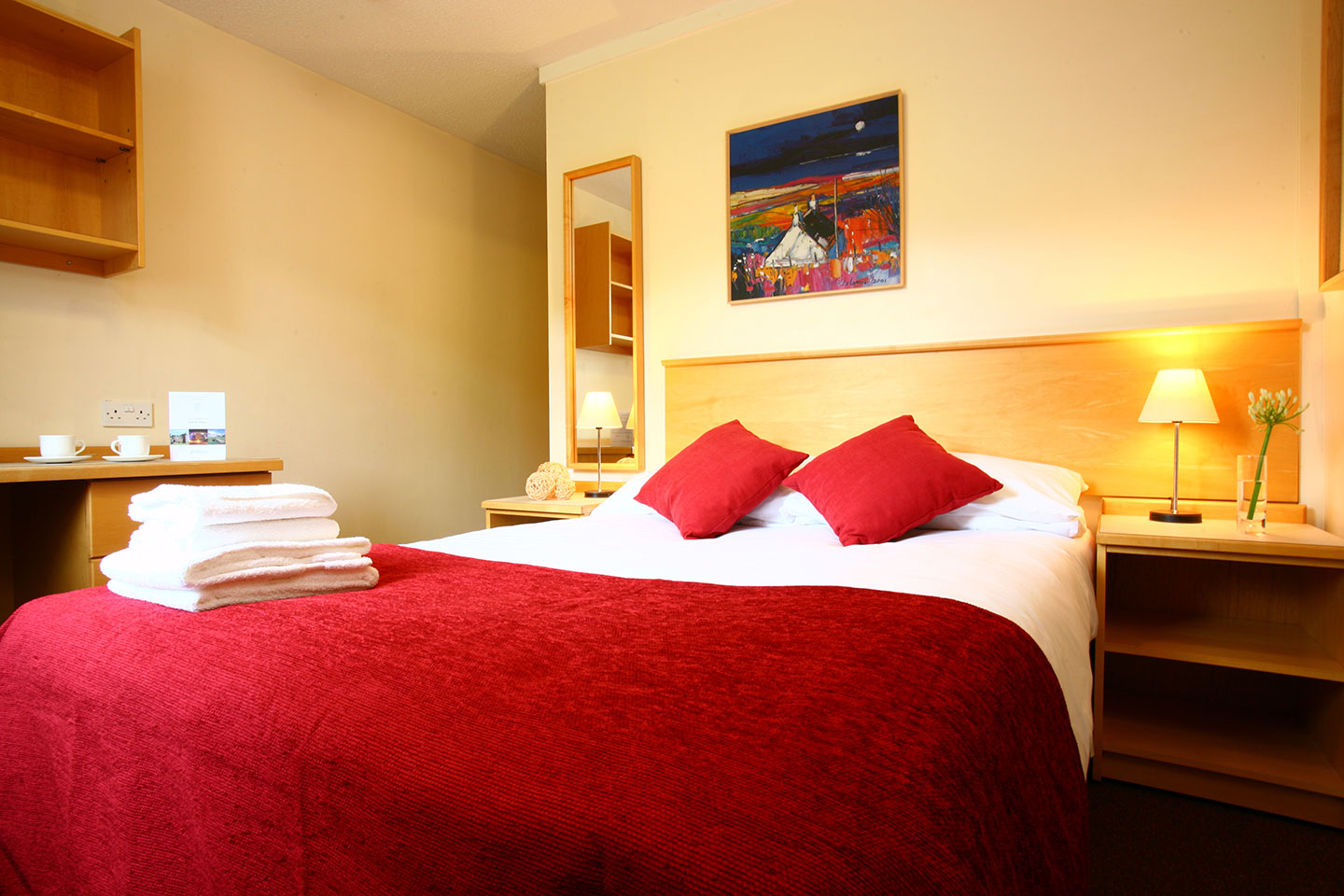 Double bed in room at Agnes Blackadder Hall