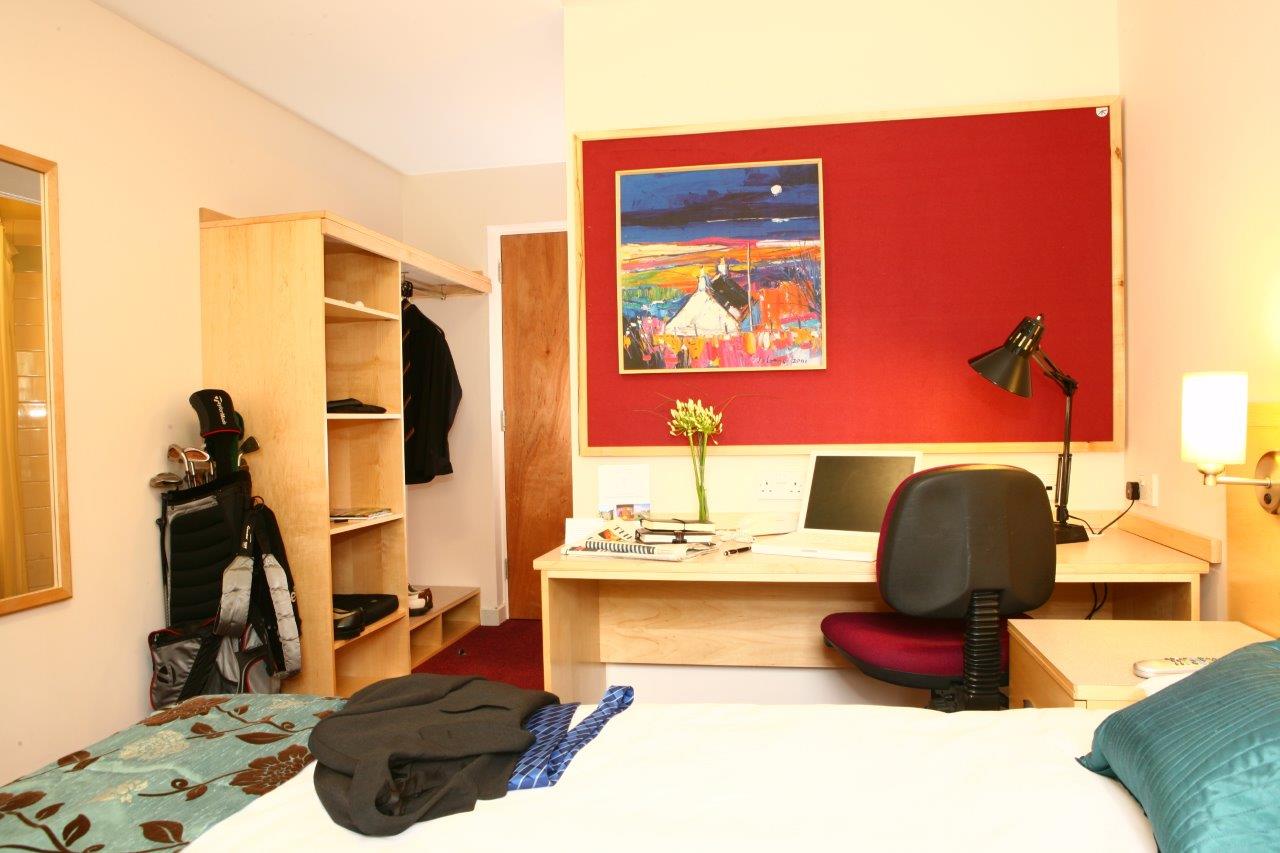 Bedroom space in David Russell Apartments