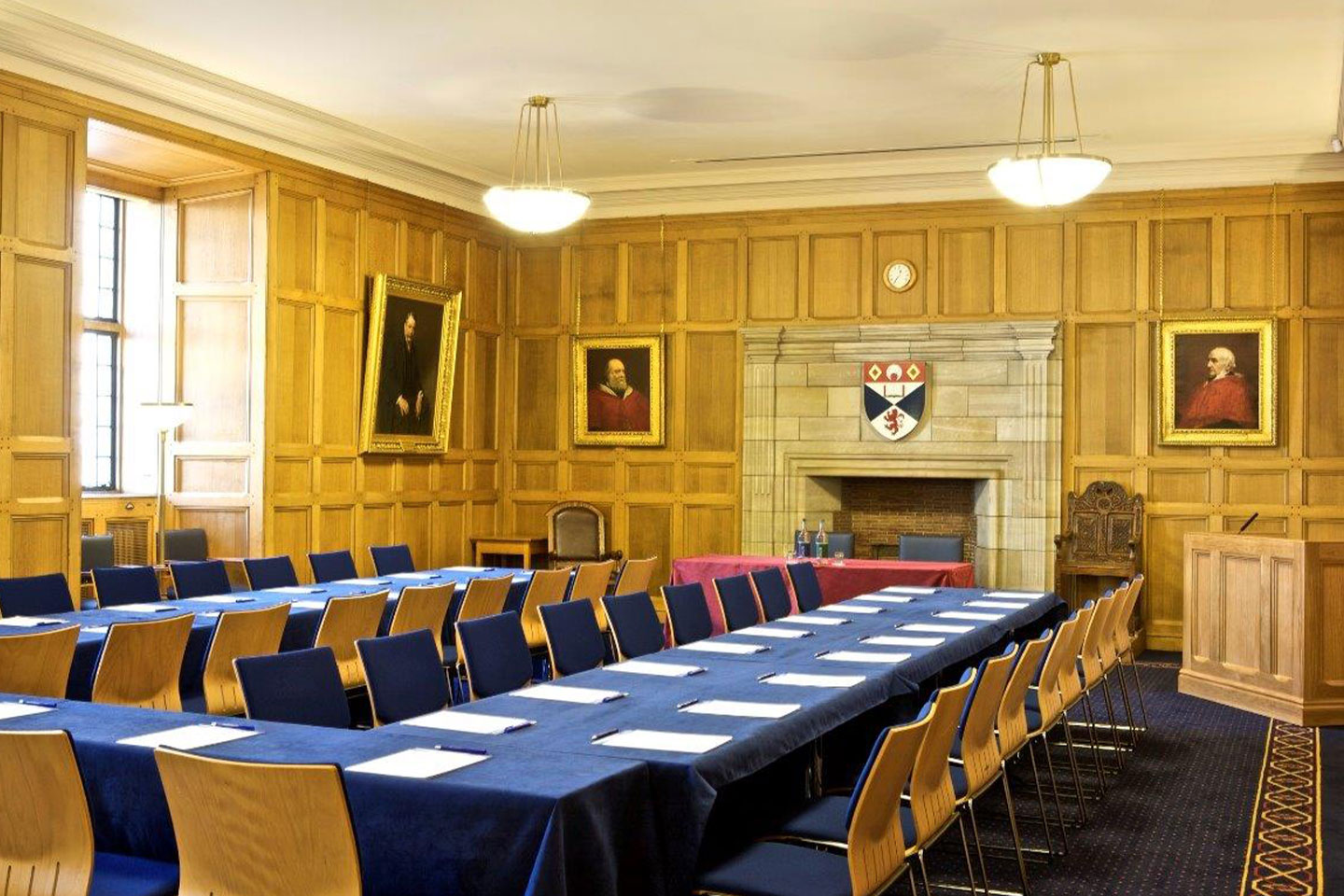 Long tables set up in parliament Hall