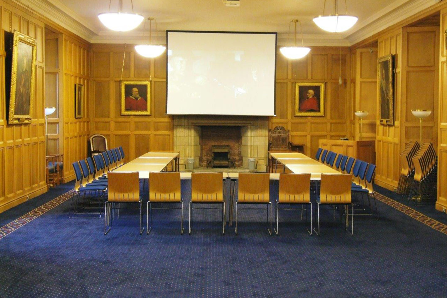 Presentation screen set up in Parliament Hall