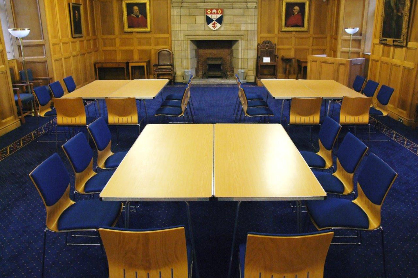 Tables set up for groups in Parliament Hall