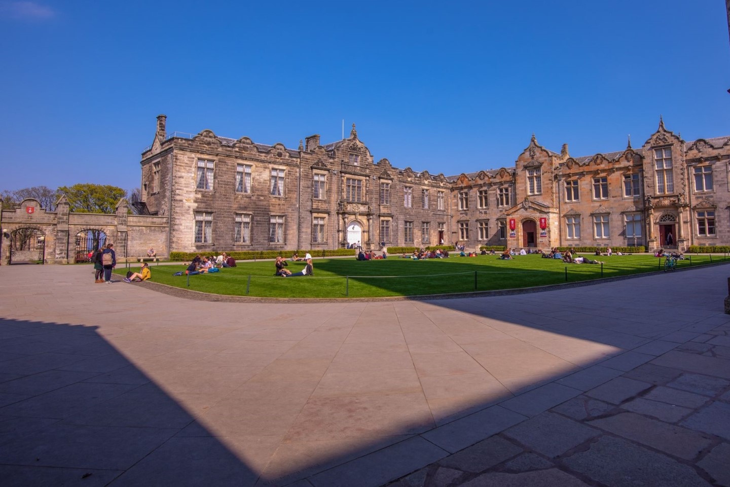 Exterior of Lower College Hall and quadrangle lawn