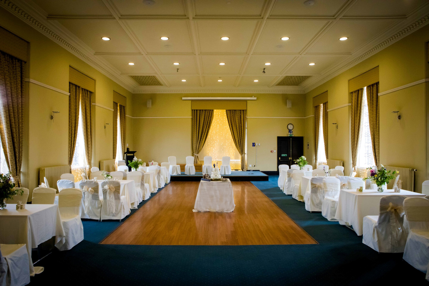 Upper College Hall set for evening wedding reception