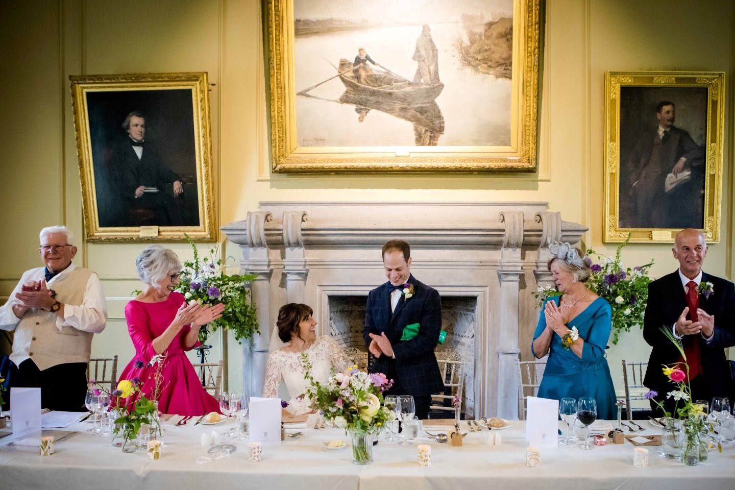 Top table wedding guests in Lower College Hall