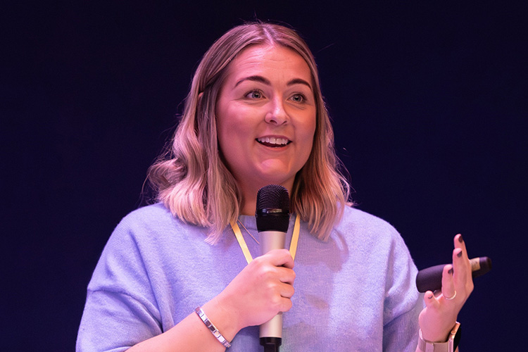 woman with microphone