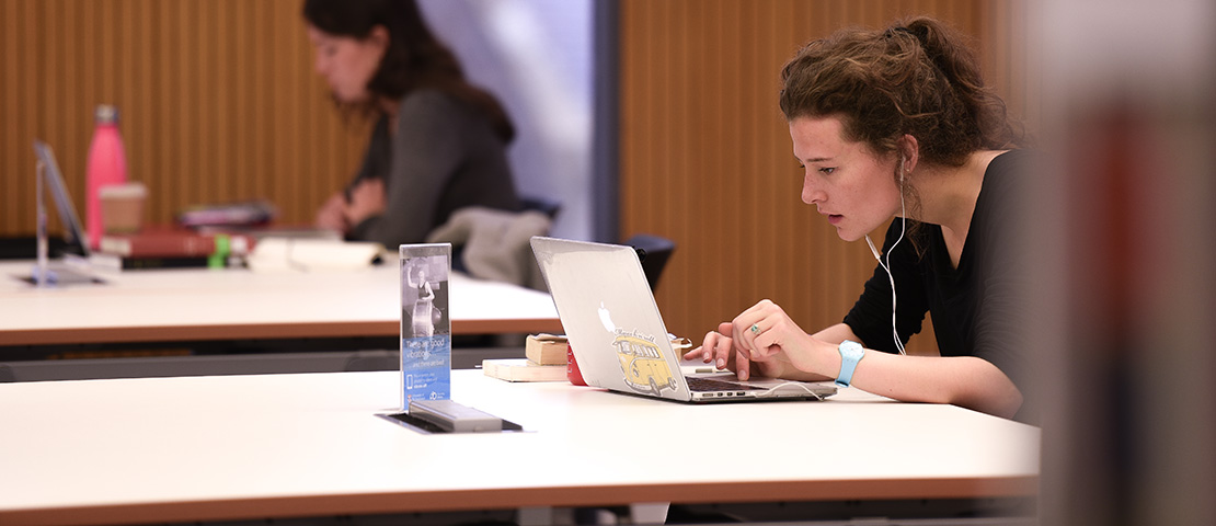 students in library