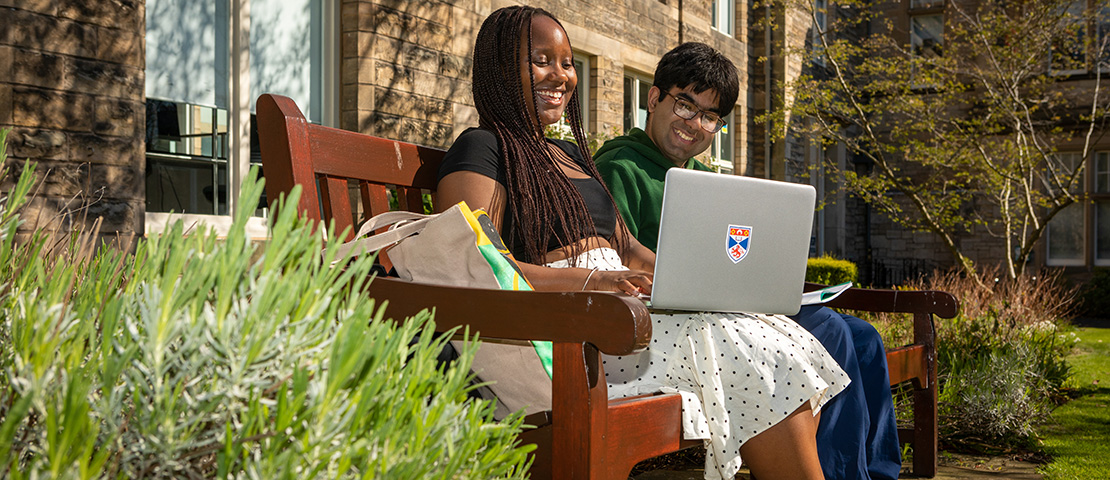 students on bench