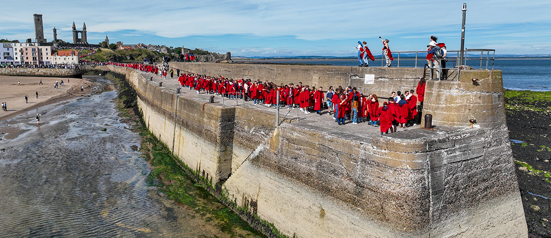 students on pier