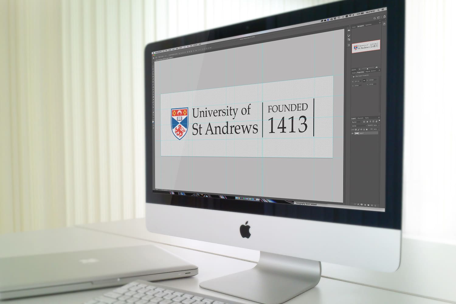 Computer screen showing University of St Andrews logo