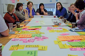 Staff meeting with post-its
