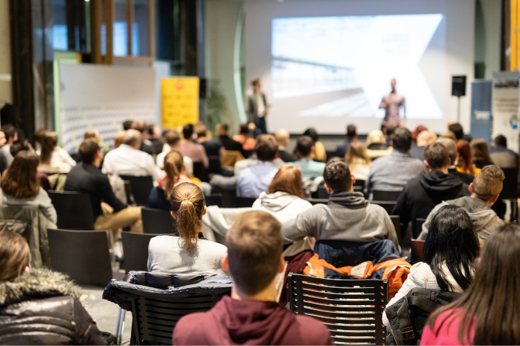 Students watching a presentation
