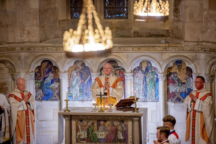 Roman Catholic service taking place inside of St Salvator's Chapel
