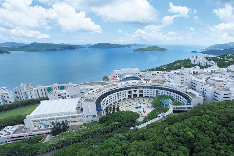 University buildings with bay in the background