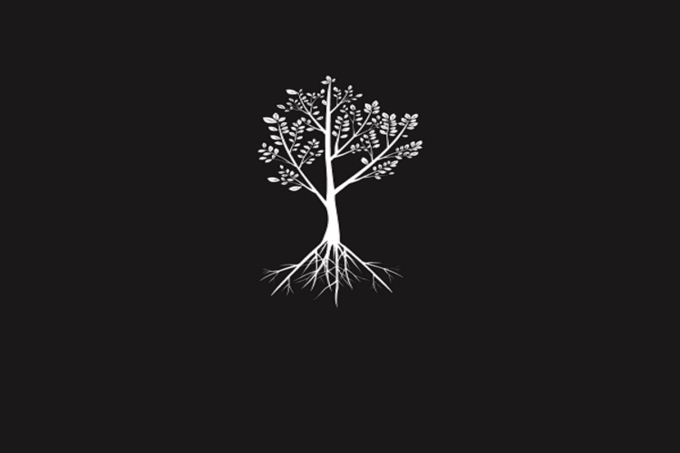 CATRIS logo, white olive tree on black background