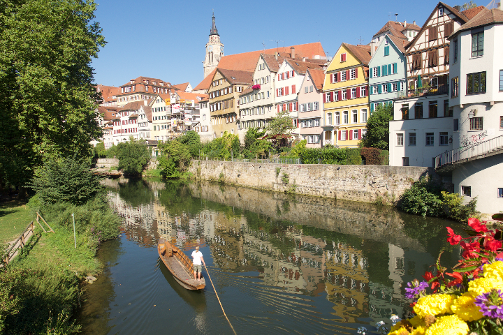 The Neckar River front in Tubingen