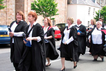 Graduates in black robes