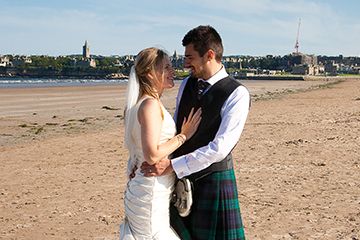 Weddings in St Andrews - couple on the beach