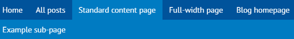 Screenshot of menu on University WordPress theme