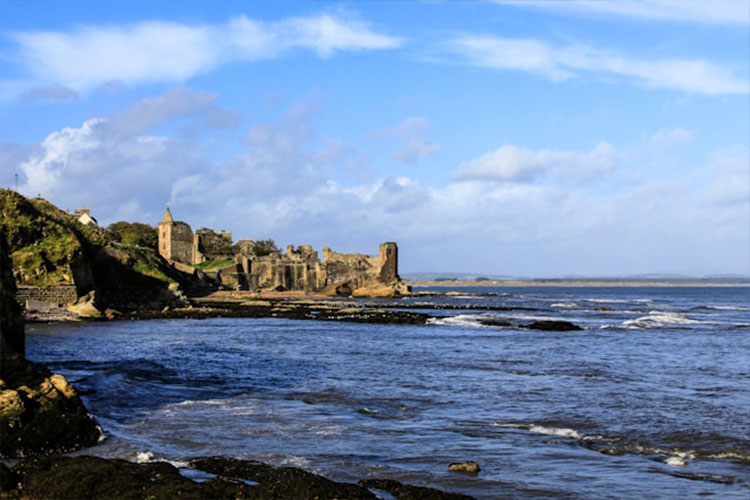 Castle in St Andrews on coastline