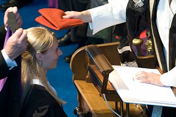 St Andrews student graduating during ceremony