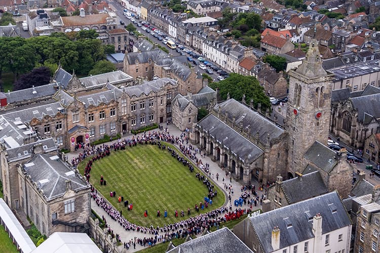 St Salvators Quad from above during graduation