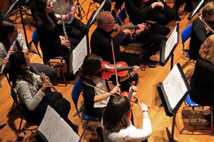 People playing in an orchestra