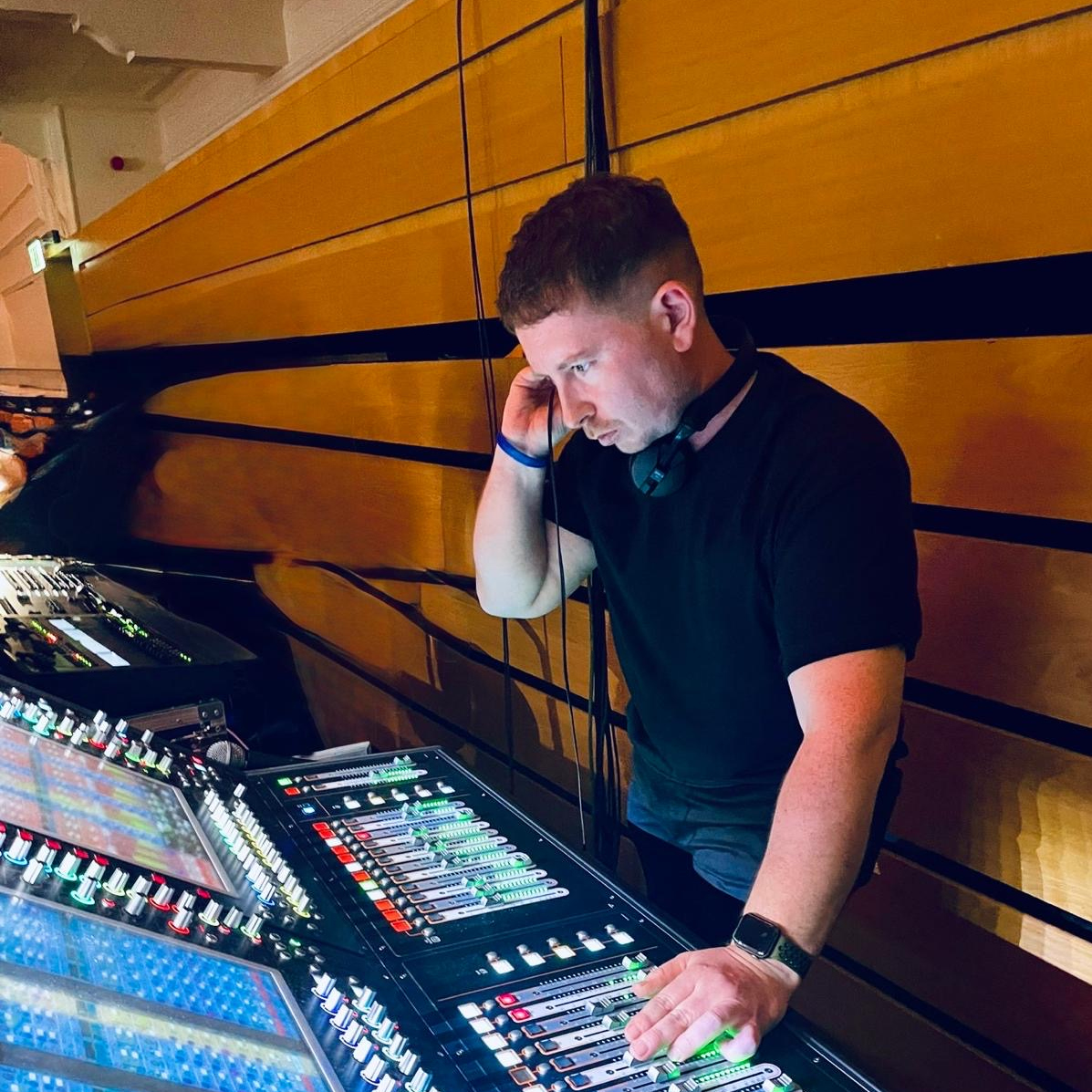 Graeme Steel at a live audio mixing desk