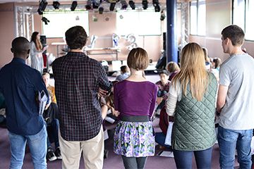 Students watching a performance 