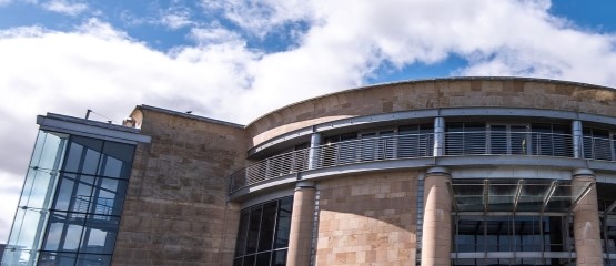 Closeup of the Gateway building