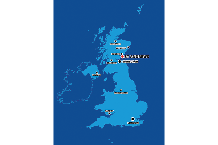 map of UK with major cities shown