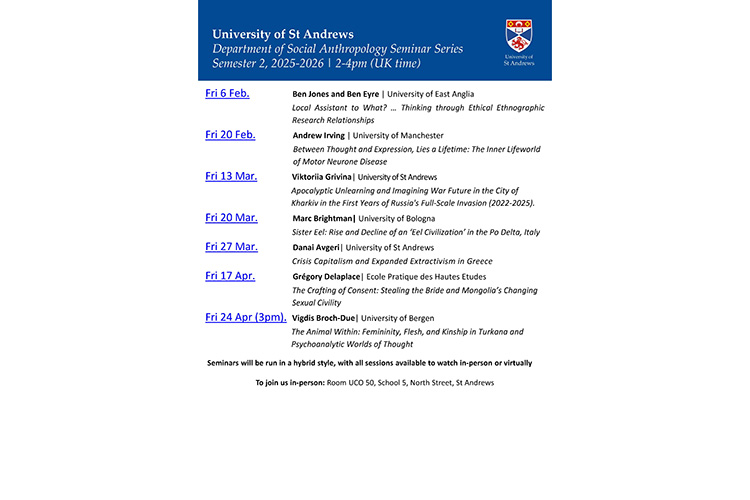 Departmental Seminars 2025-6 Semester 2