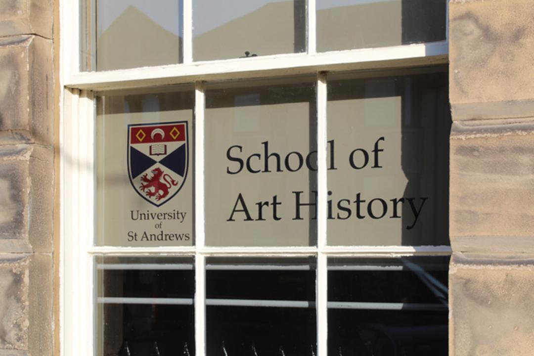 Picture of Window with an Art History blind showing