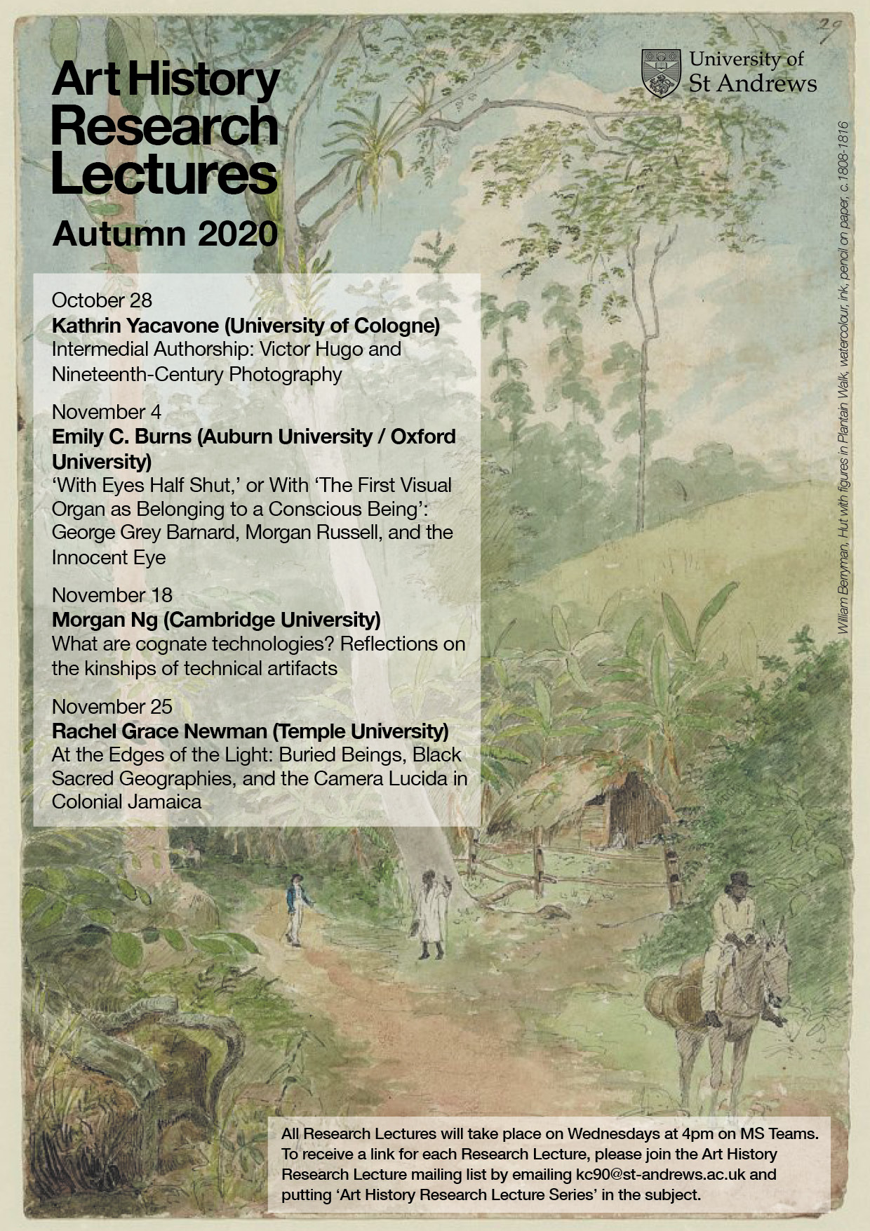 Have a look at the School of Art History's Research lecture series for 2020-21!