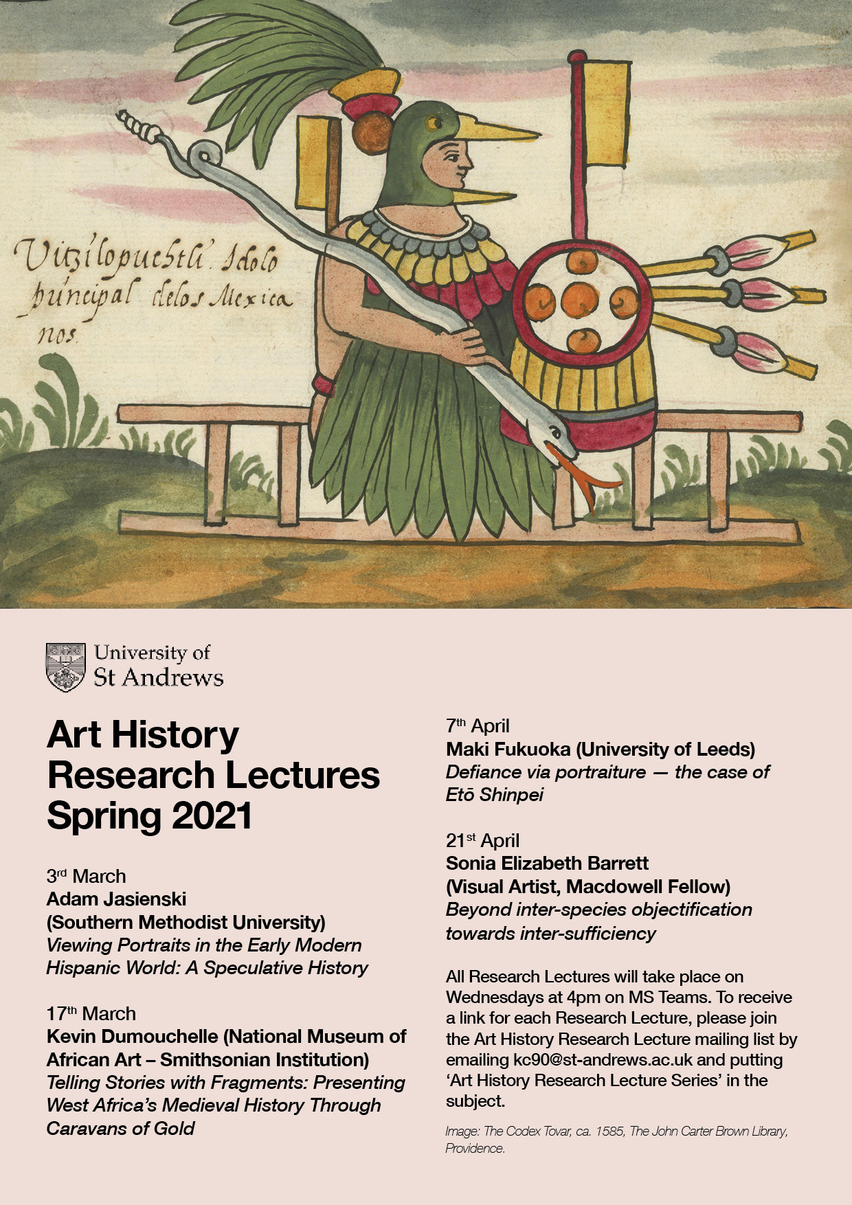 Have a look at the School of Art History's Research lecture series for Semester 2 of 2020-21!