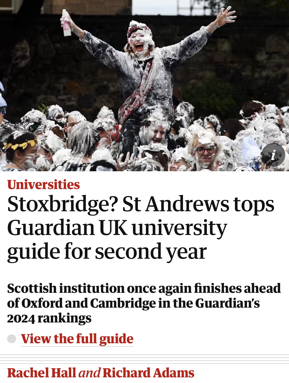 School of Art History No.1 in Guardian University Guide 2024
