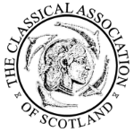 Logo: Words 'Classical Association of Scotland' curved round a central figurehead and dolphins