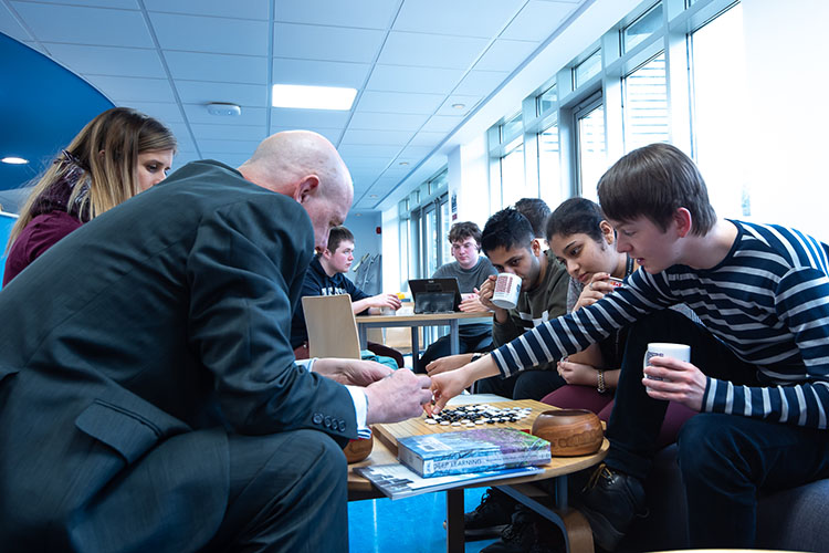 Staff and students socialising