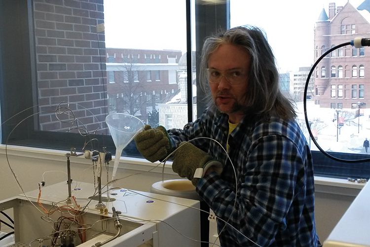Graduate Colin Meetam in the lab