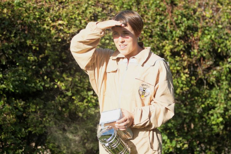 Dr Kristen Treen in bee suit