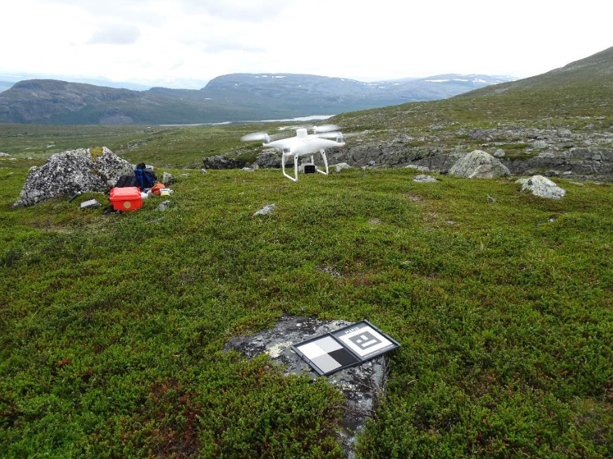 Multi-rotor UAV taking off within a fieldwork setting