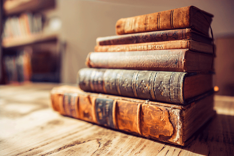 Books on a table