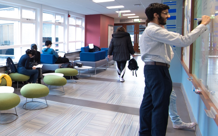 students in main corridor