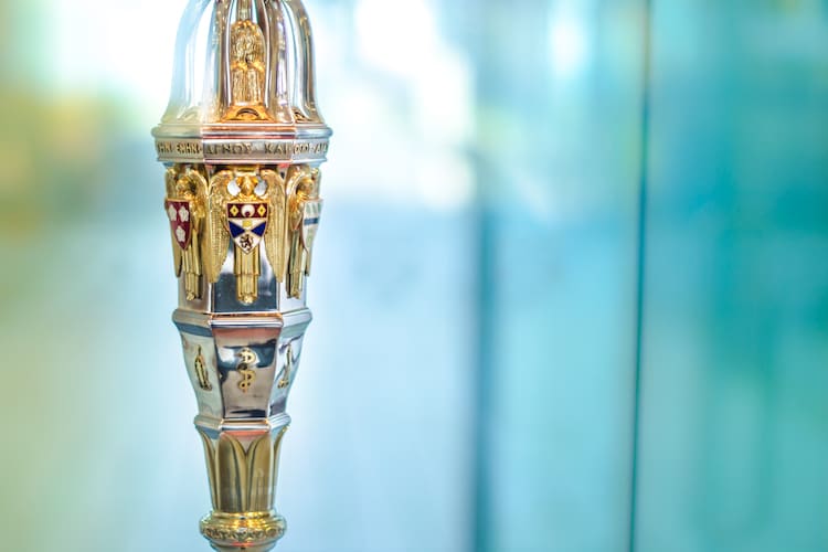 The ceremonial mace for the School of Medicine