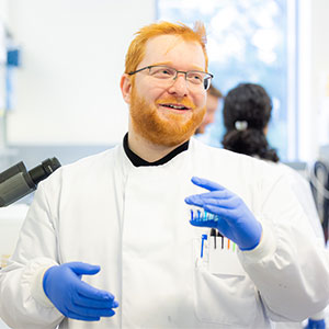 PGR student in research lab