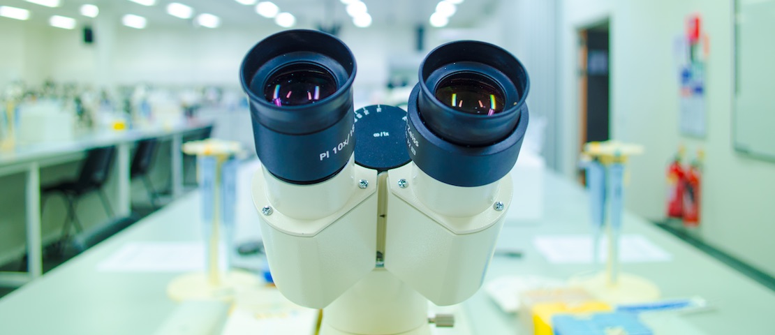 Microscope in lab