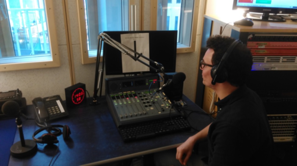 Dr Tom Smith recording the podcast