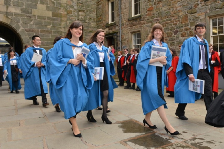 Modern languages PhD graduates in procession